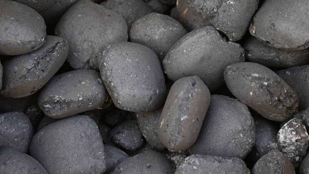 Close up of some charcoal briquettes