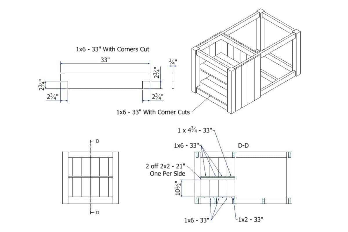 Cupboard Shelves blueprint with dimensions