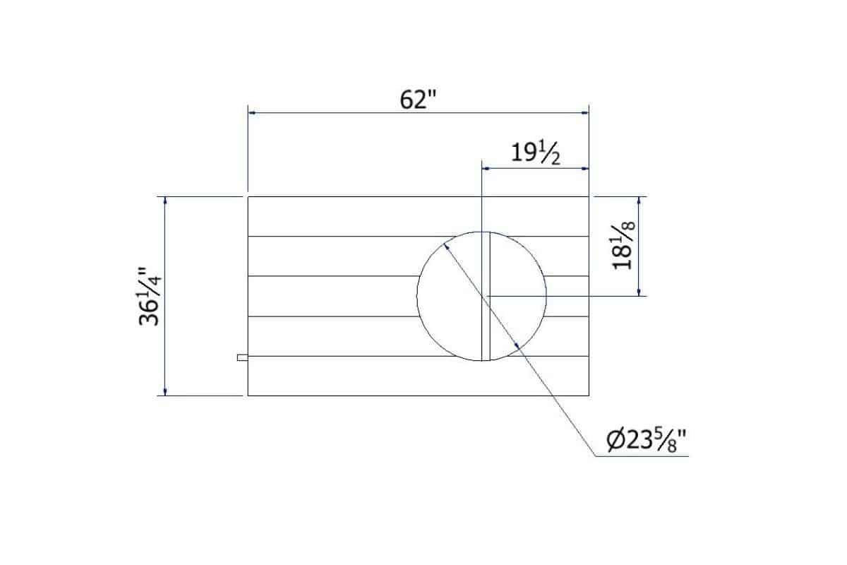 Worktop Cutout blueprint with dimensions